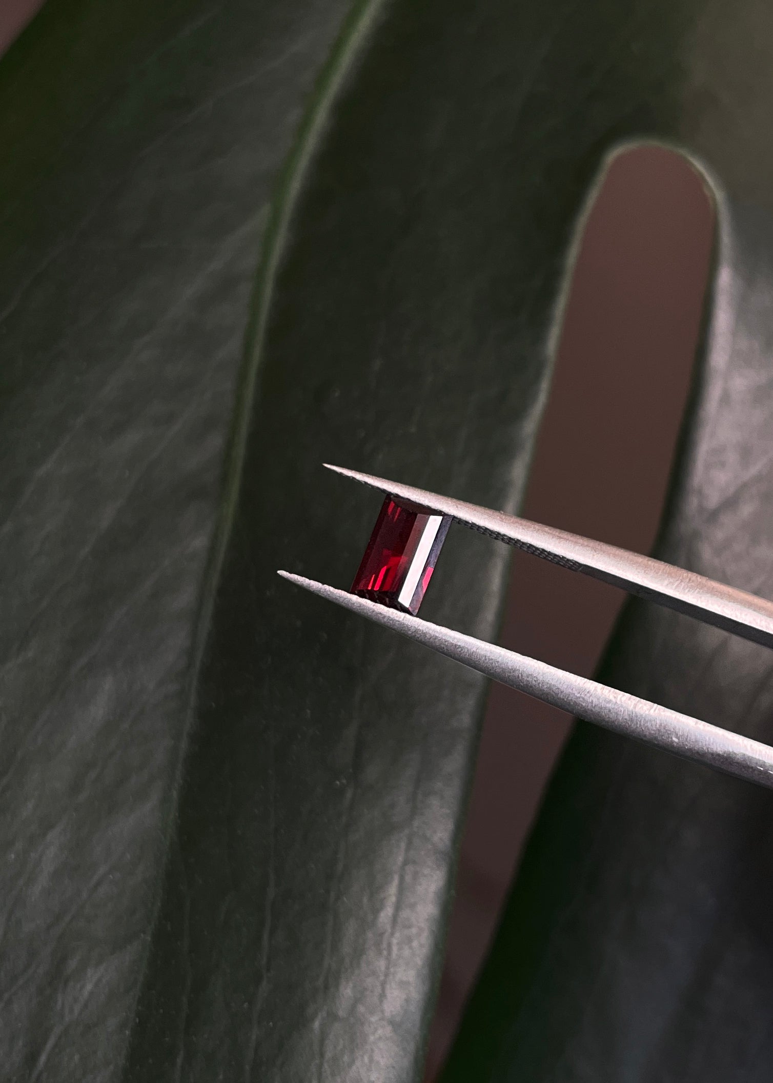 Red Pyrope Garnet Bar Cut Gemstone