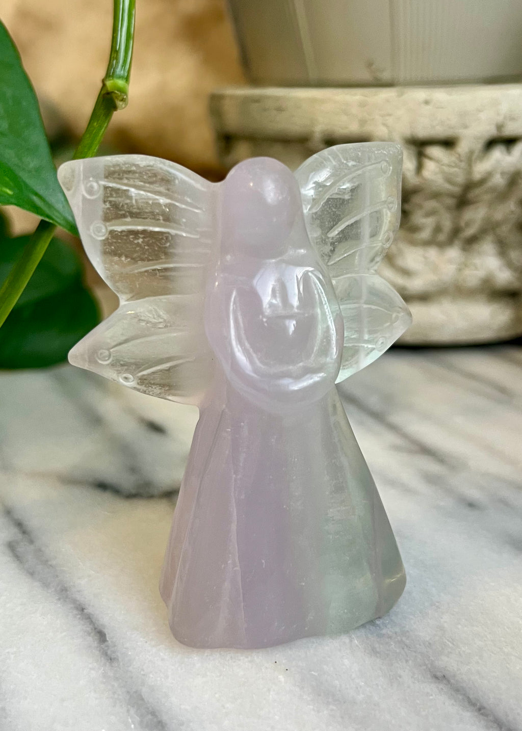 Standing Fairy Carving | Pastel Fluorite