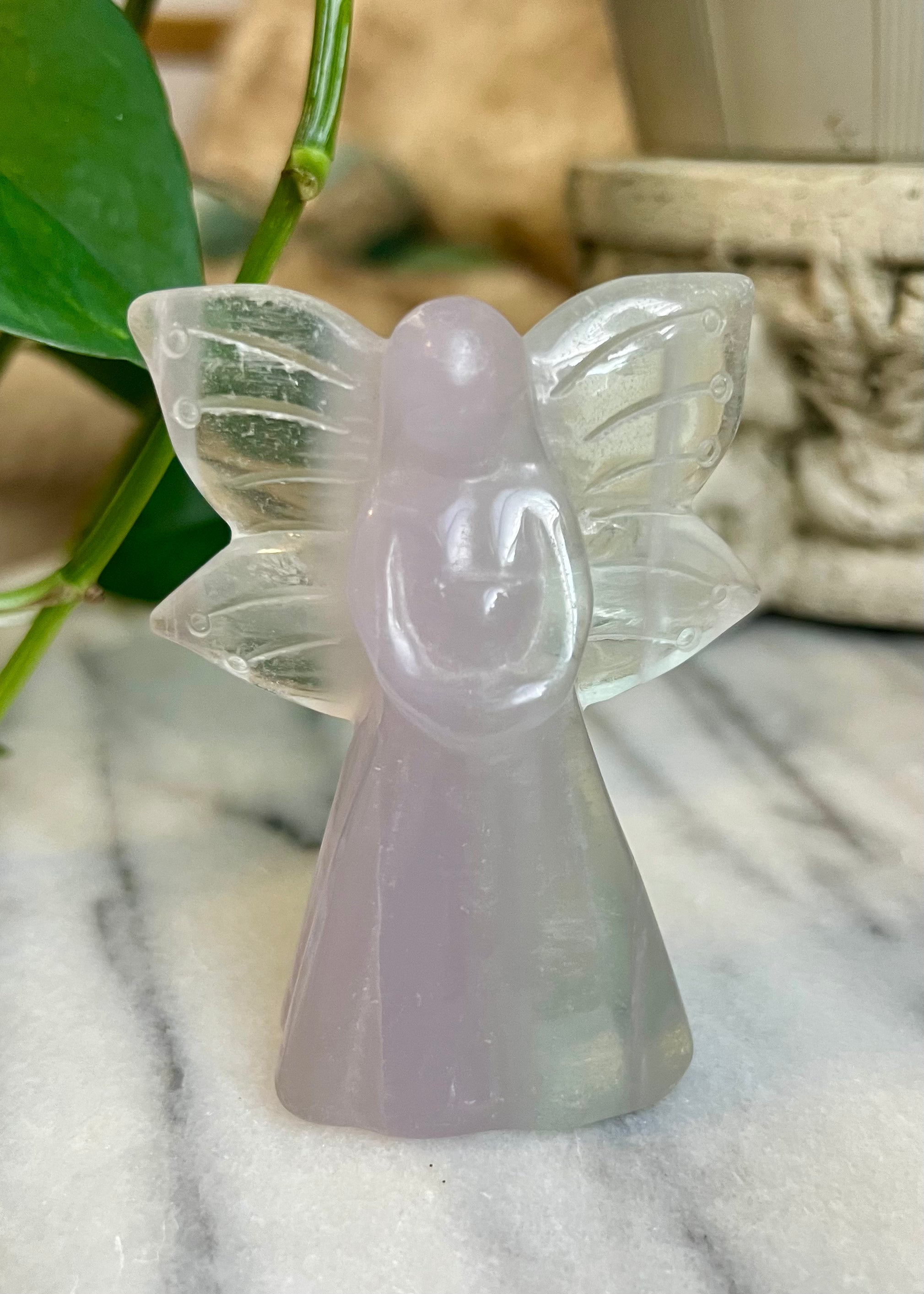 Standing Fairy Carving | Pastel Fluorite