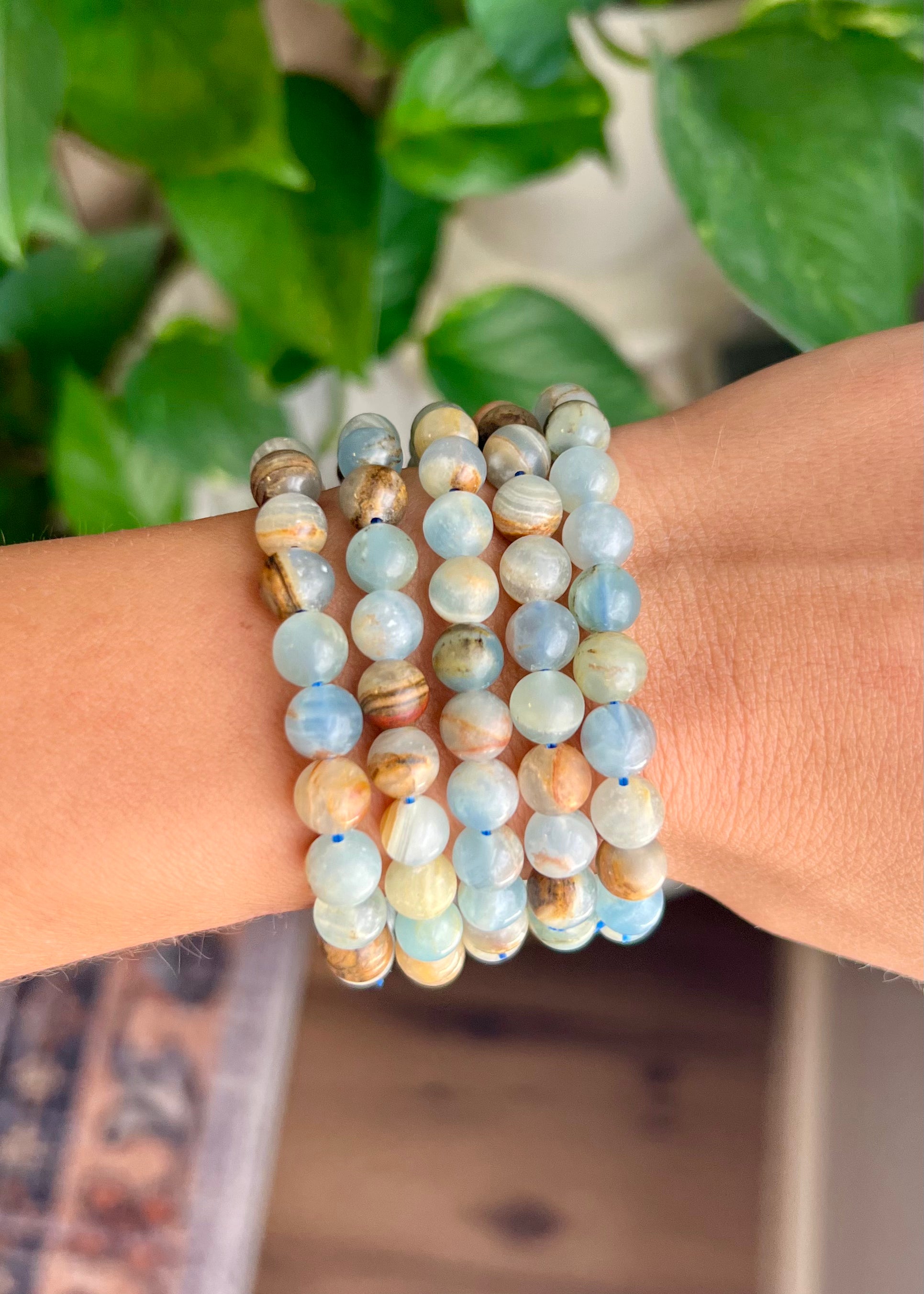 Lemurian Aquatine Calcite Bracelets | Tidal Calm