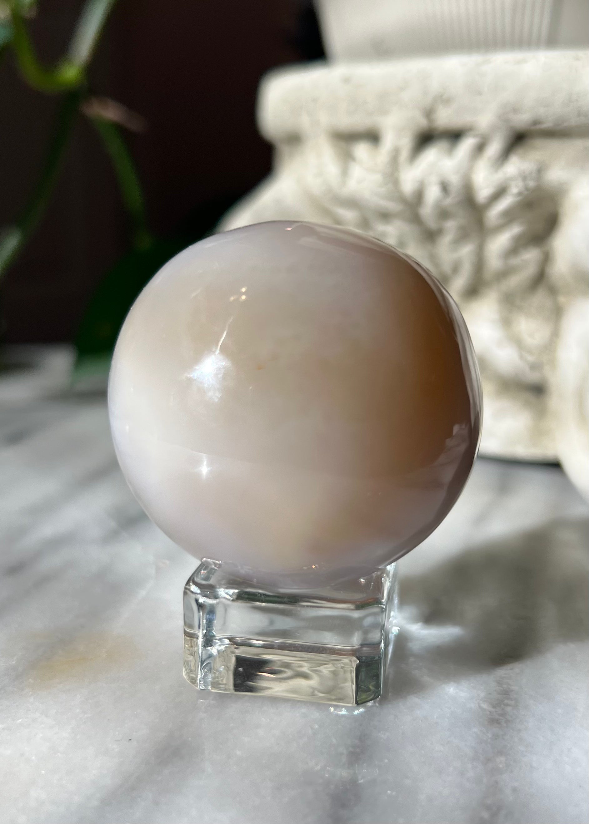 Cream Agate Sphere | Druzy Crater