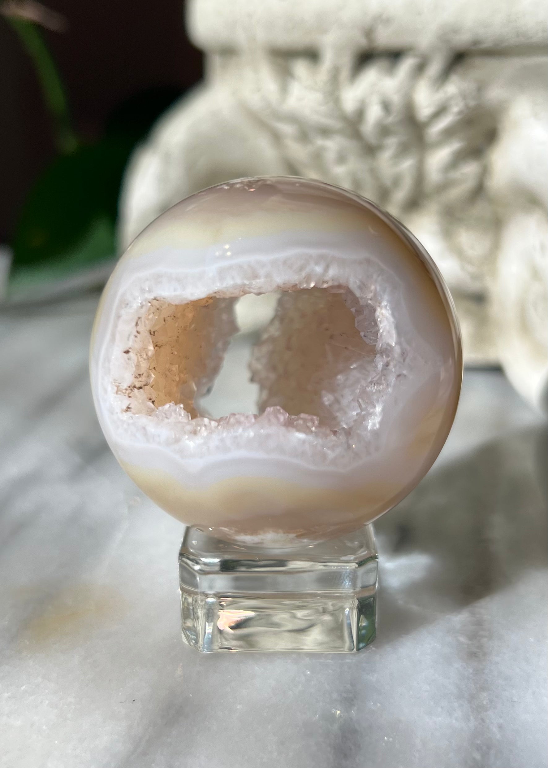 Druzy Agate Druzy Portal Sphere | Cream & Yellow