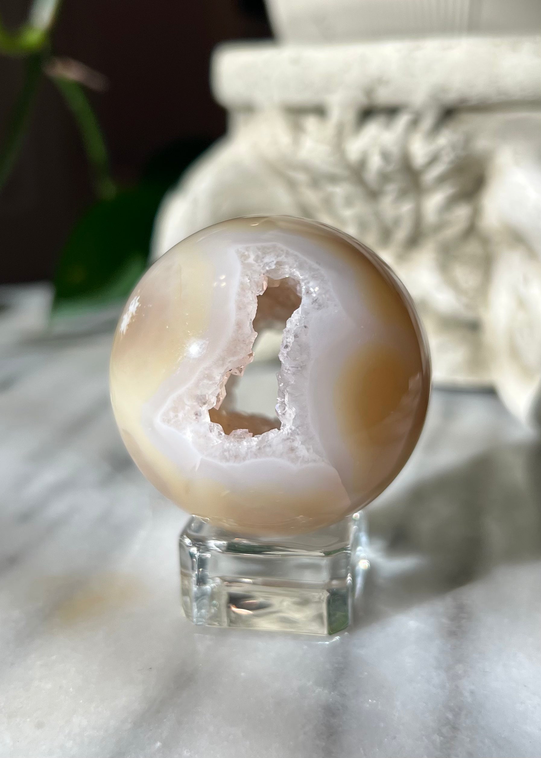 Druzy Agate Druzy Portal Sphere | Cream & Yellow