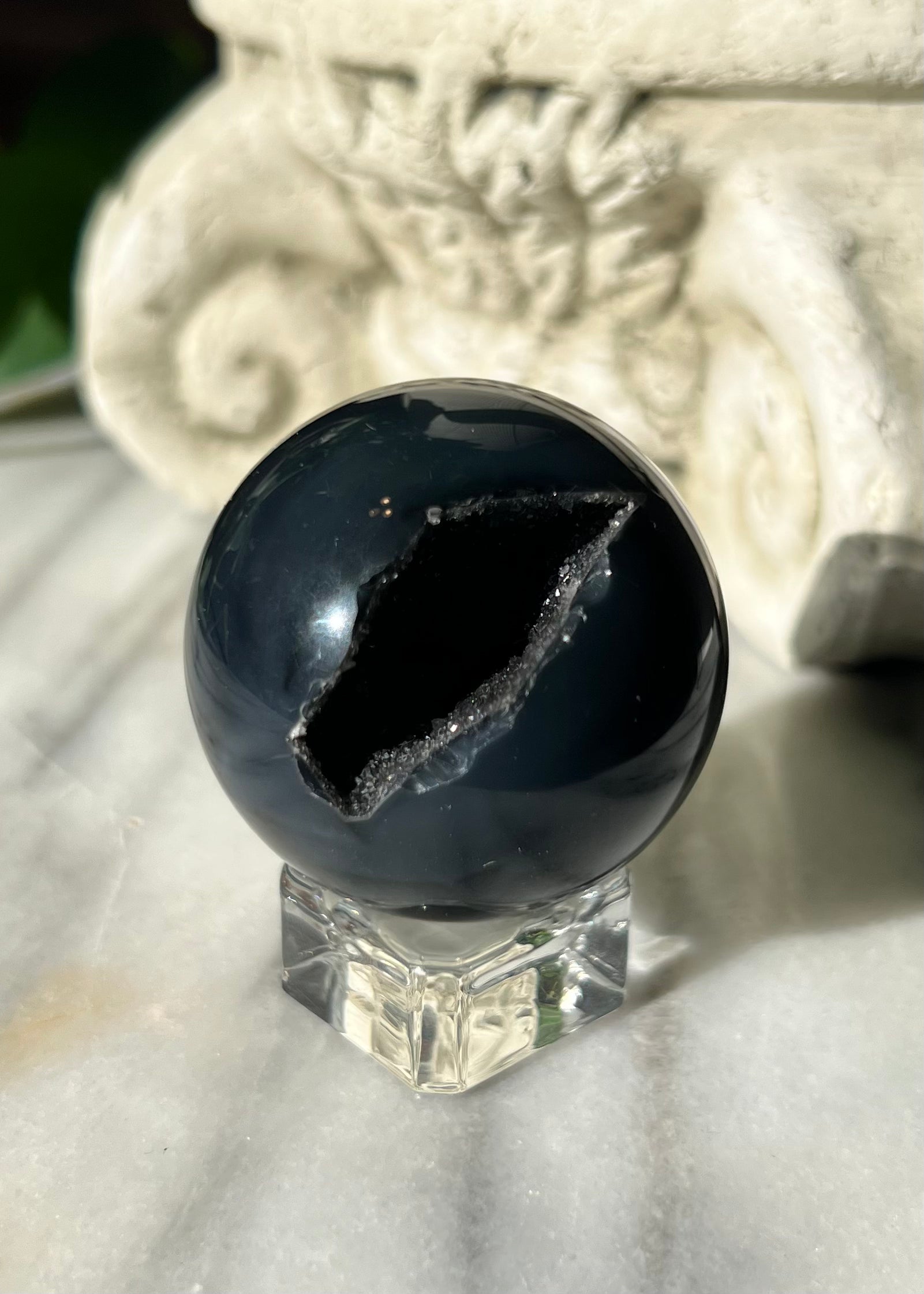 Black Druzy Agate Sphere