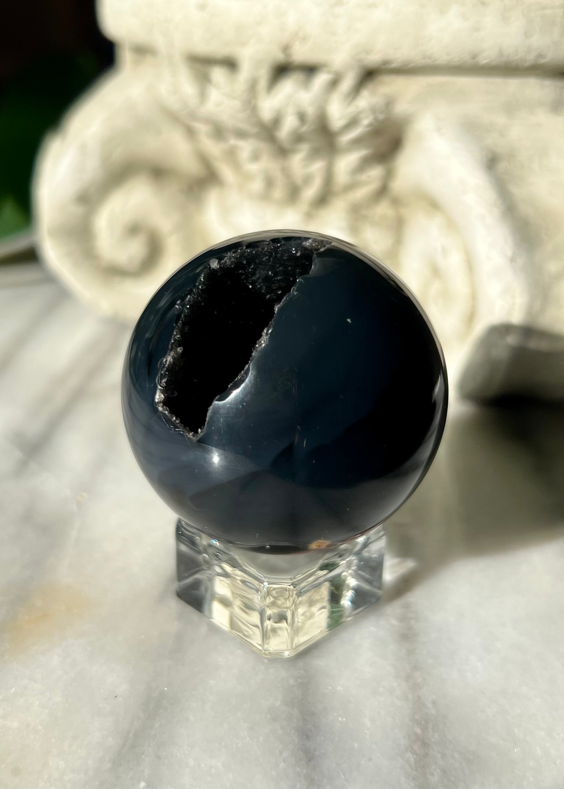 Black Druzy Agate Sphere