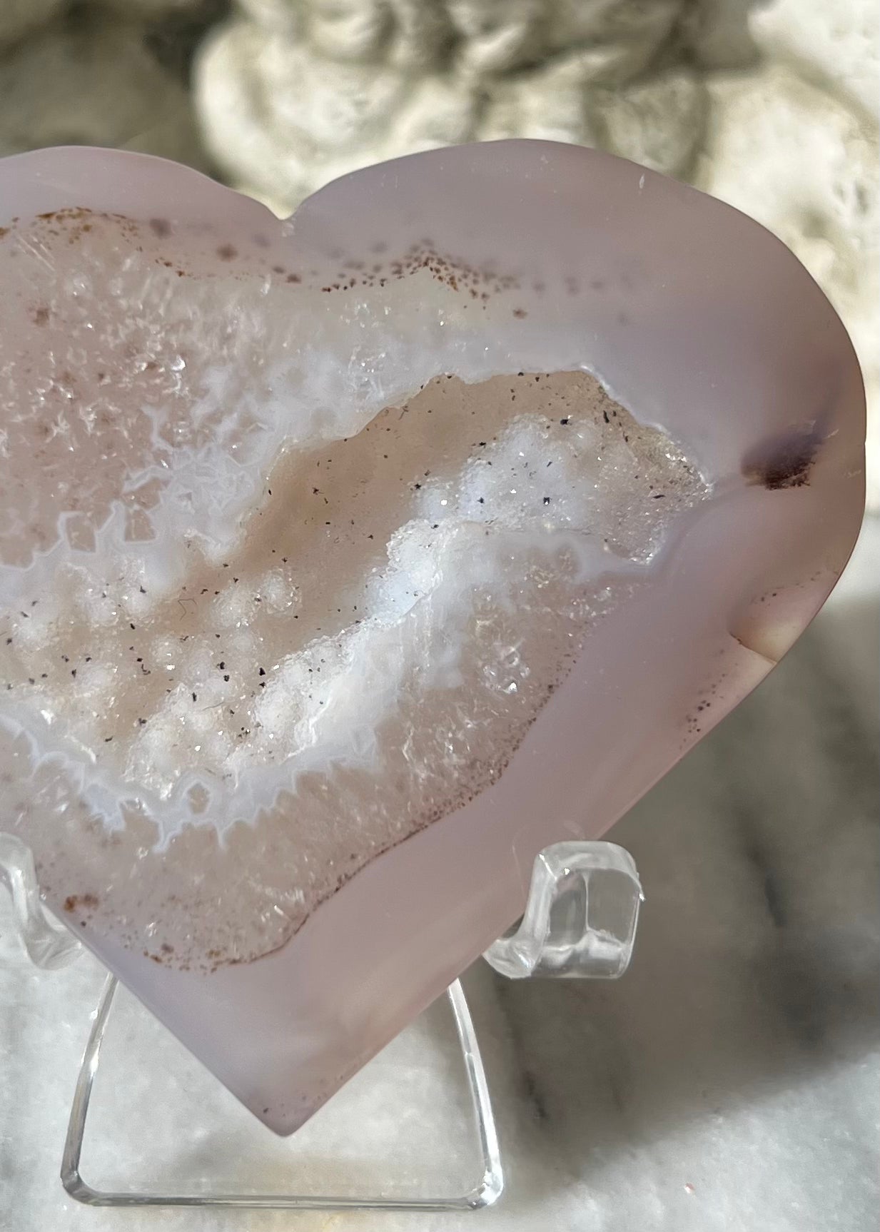 Agate Heart | Snow Sugar Druzy