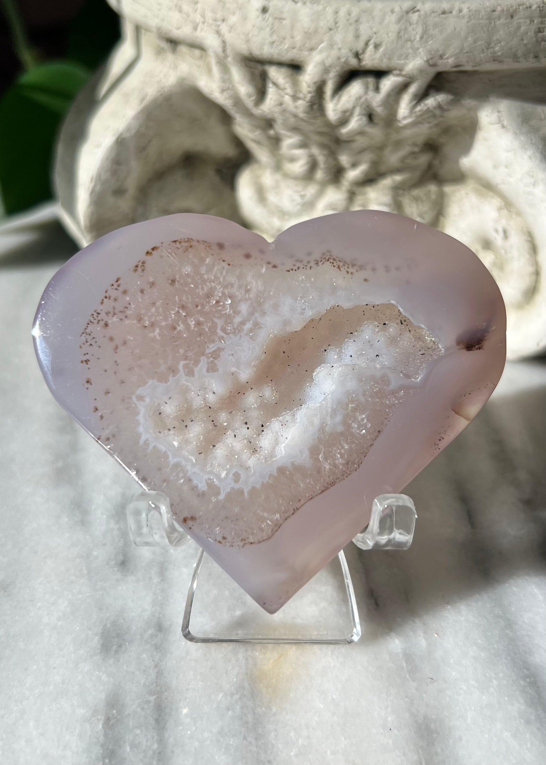 Agate Heart | Snow Sugar Druzy