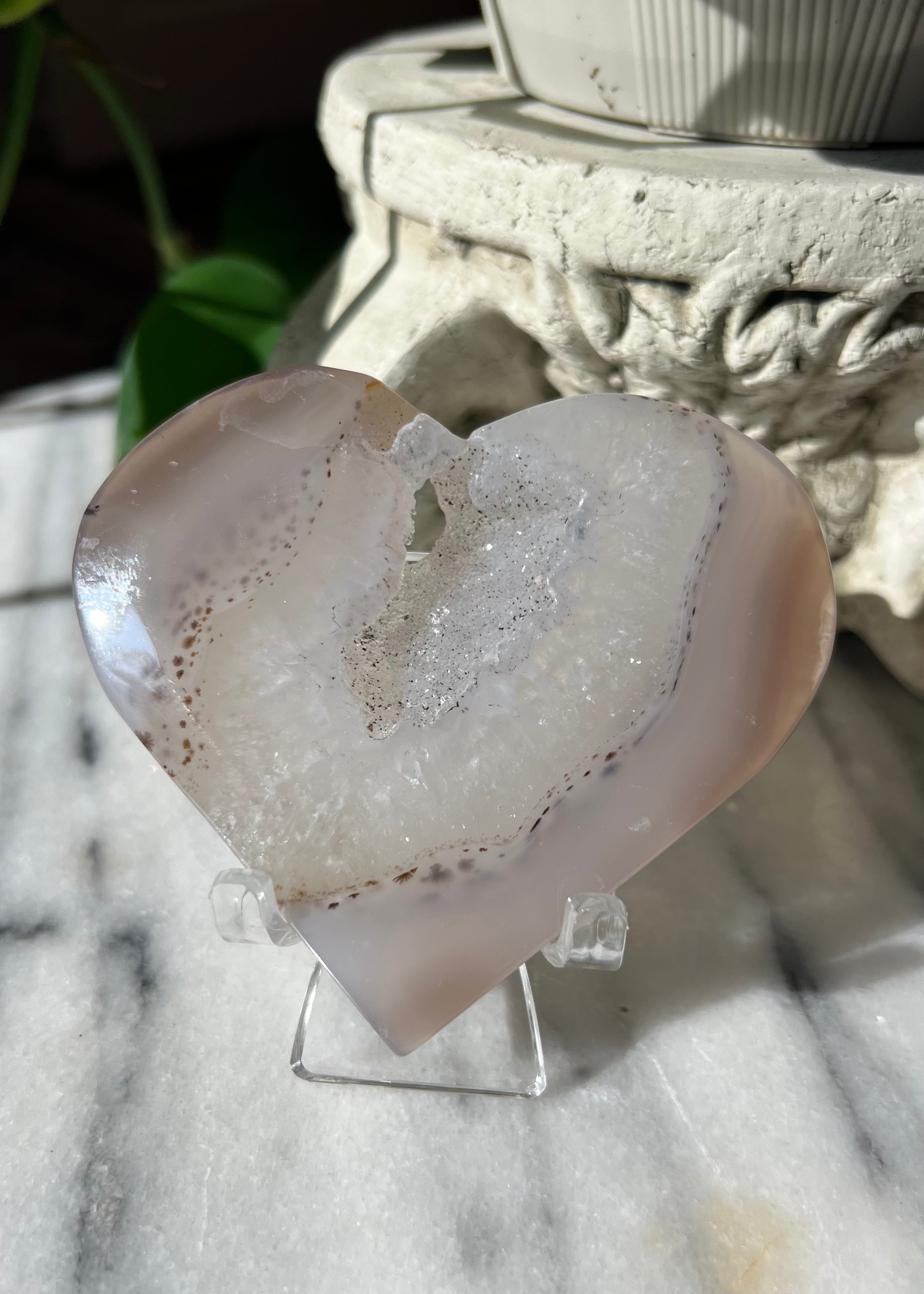 Dendritic Agate Heart | Druzy Quartz