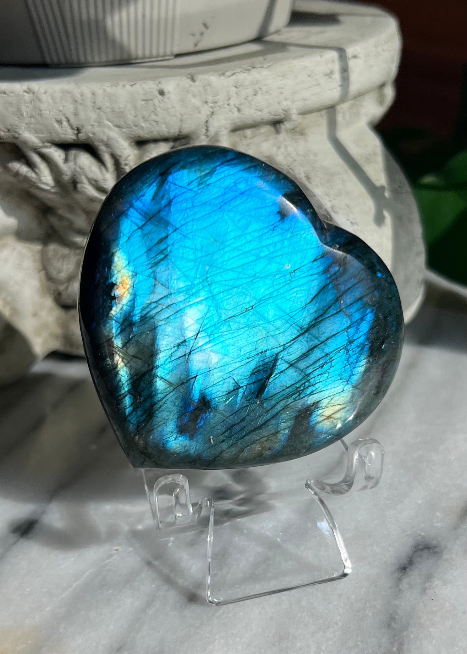 Labradorite Puffy Heart | Teal Flash