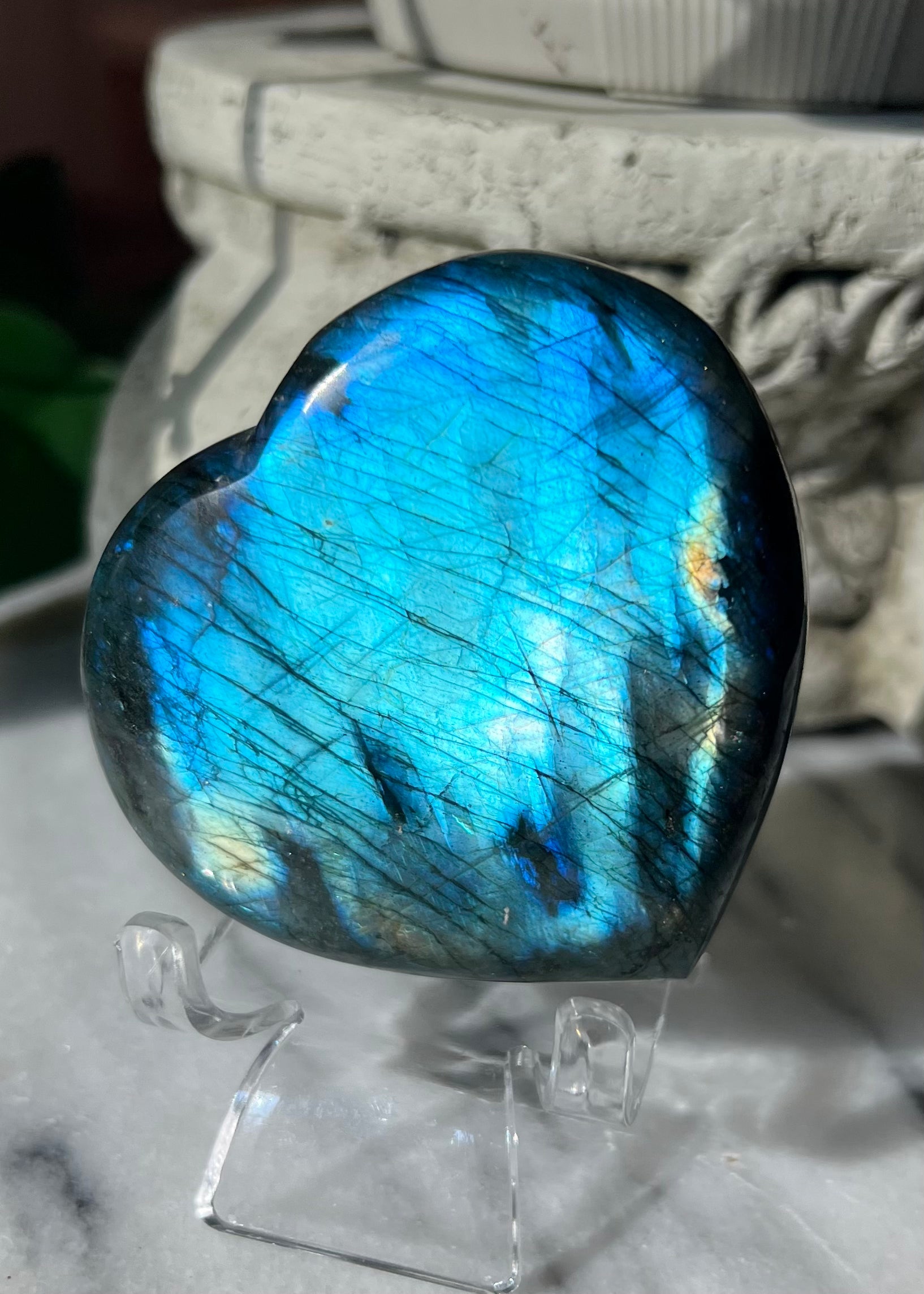 Labradorite Puffy Heart | Teal Flash