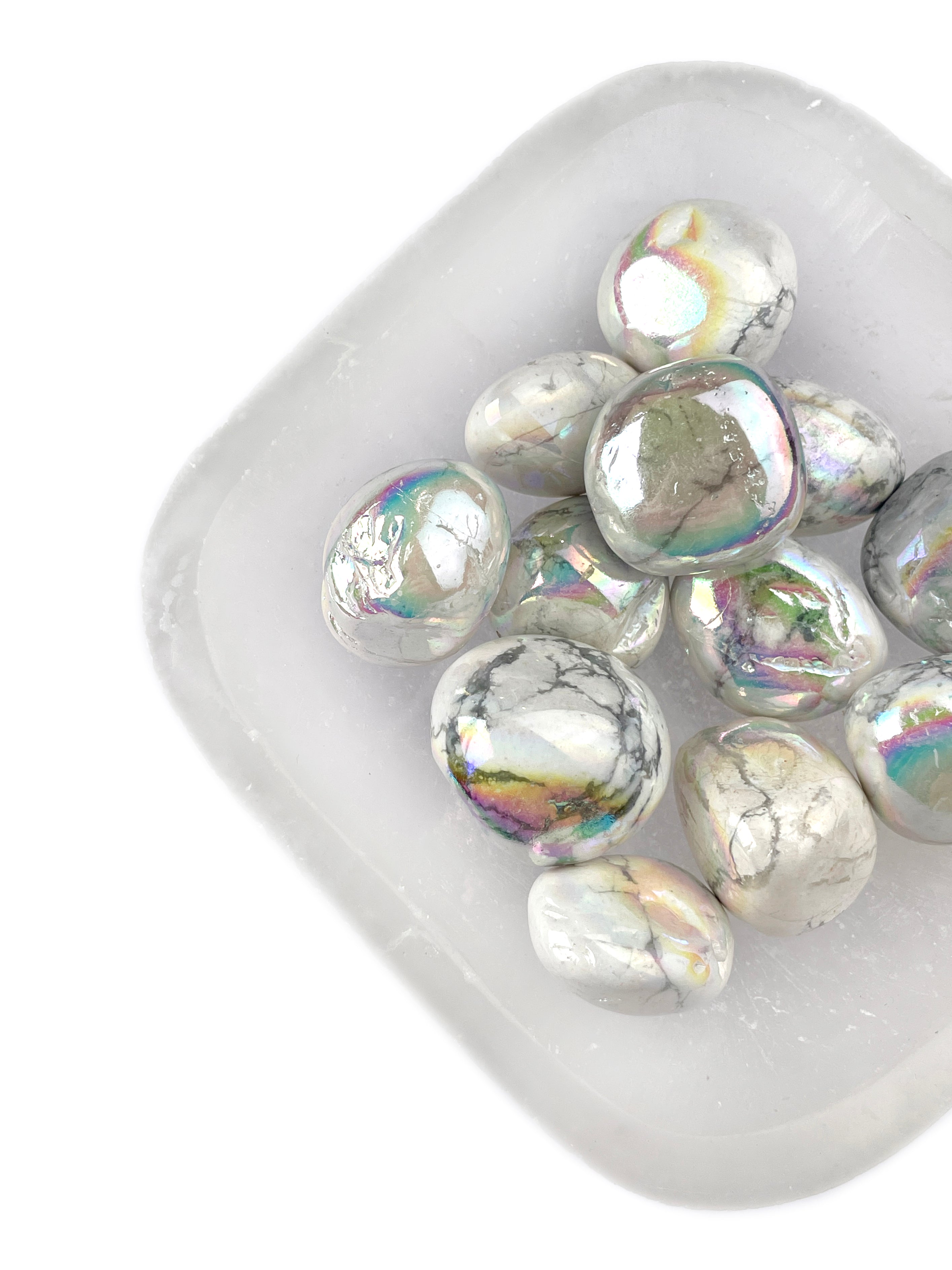 Aura Howlite Tumbled Crystals | Angelic Glow