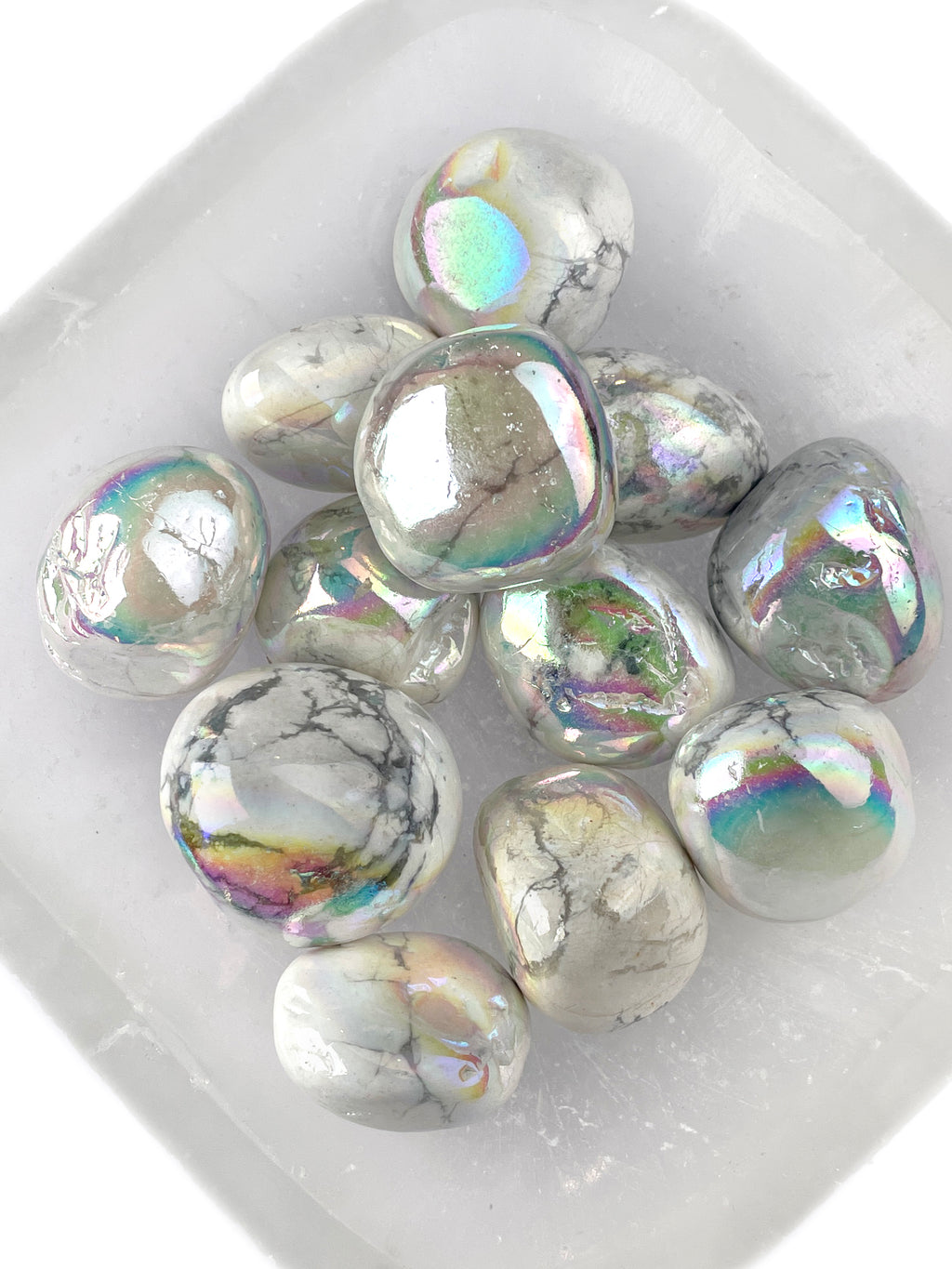 Aura Howlite Tumbled Crystals | Angelic Glow