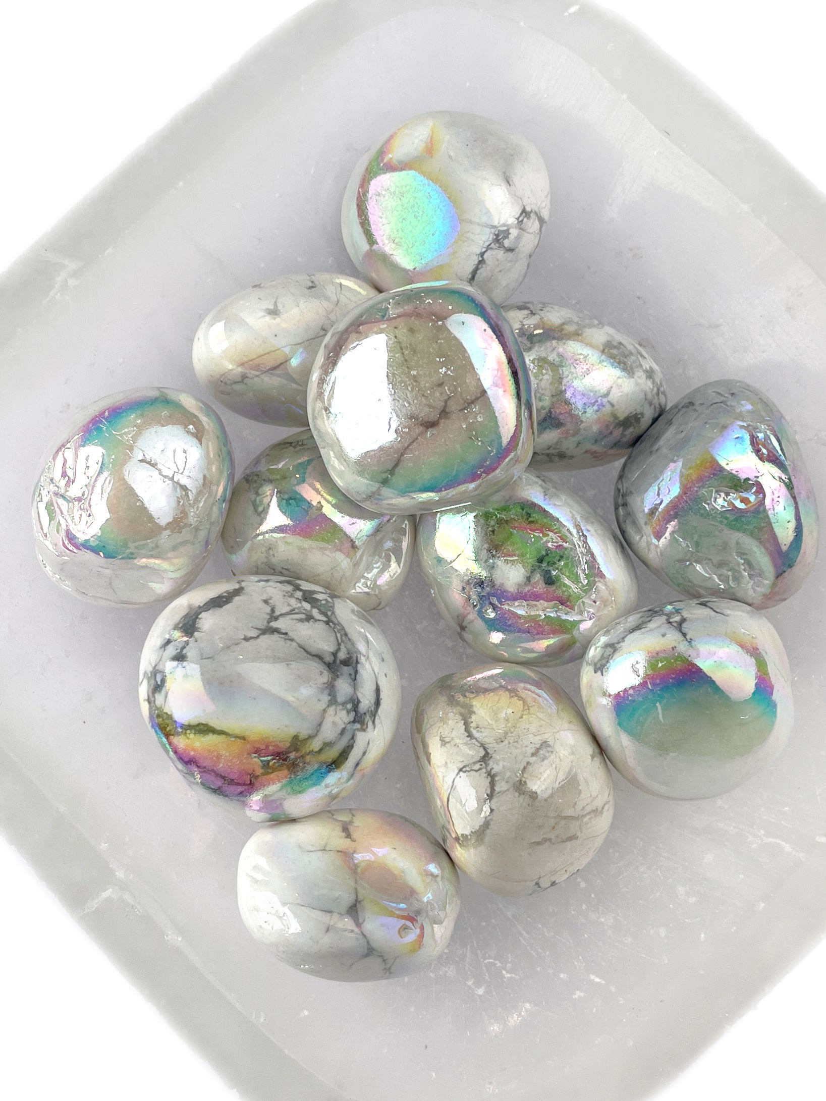 Aura Howlite Tumbled Crystals | Angelic Glow