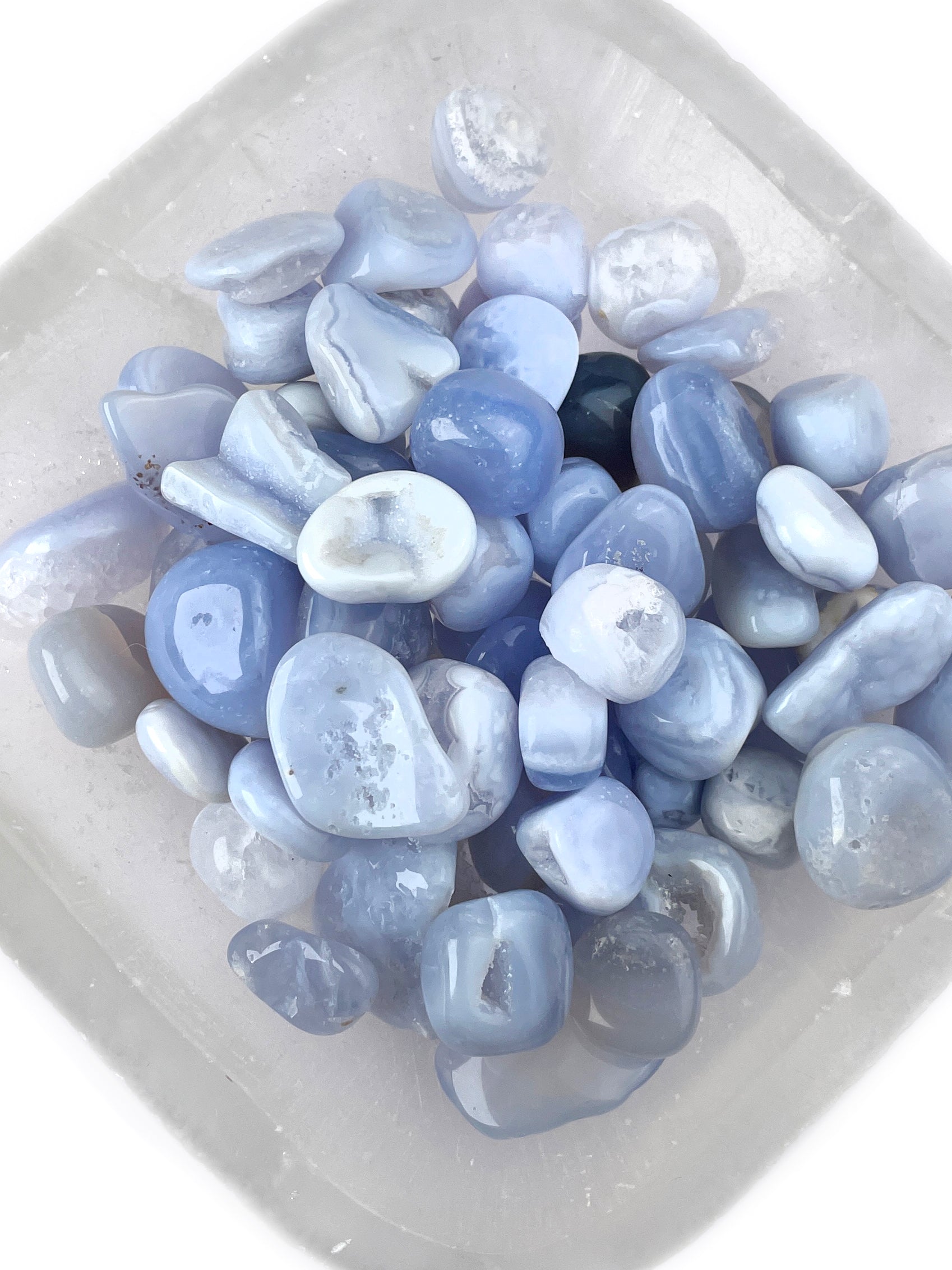 Blue Chalcedony Tumbled Crystals | Gentle Communication
