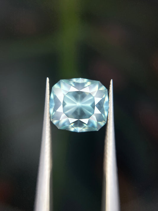 3.92 Carat Blue Zircon, Loose Gemstone, Sky Blue, Antique Cushion, Rectangular Cut