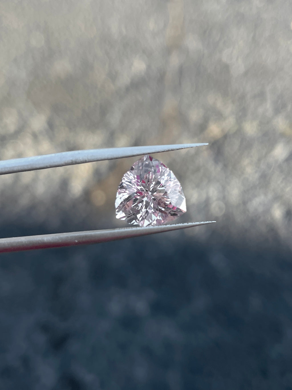 4.00 Carat Pink Morganite, Loose Gemstone, Portuguese Cut, Cushion Trillion