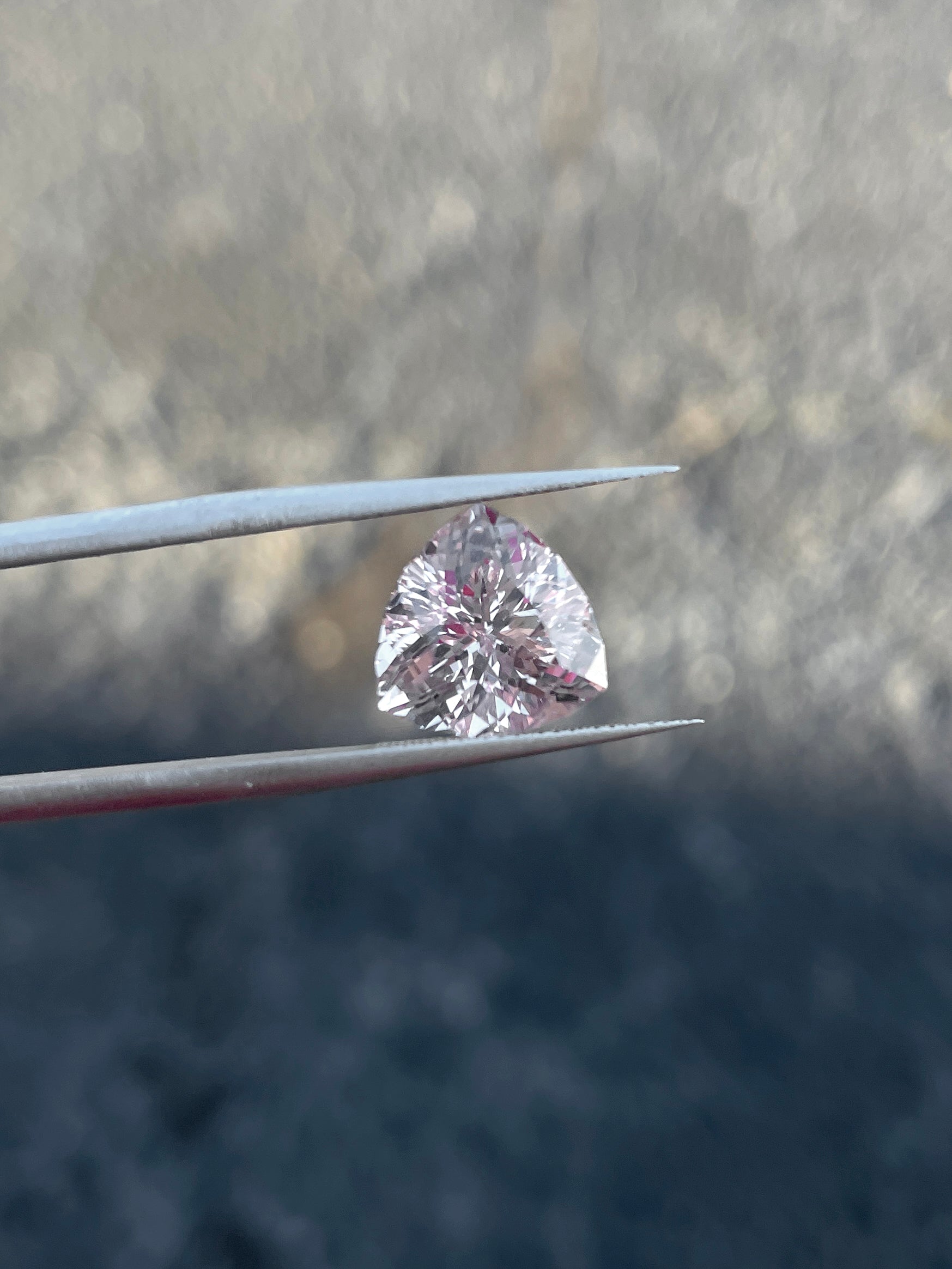 4.00 Carat Pink Morganite, Loose Gemstone, Portuguese Cut, Cushion Trillion