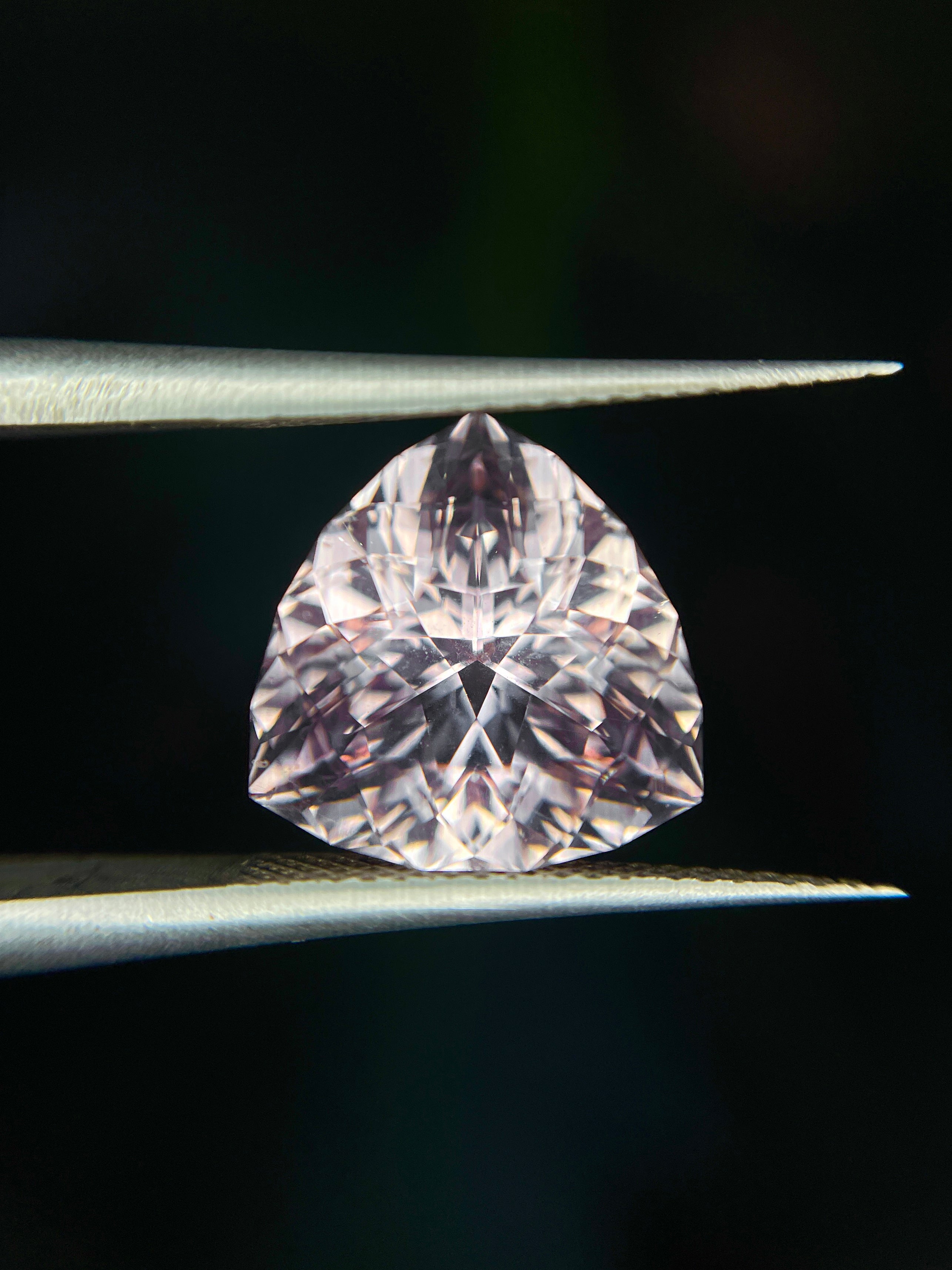 4.00 Carat Pink Morganite, Loose Gemstone, Portuguese Cut, Cushion Trillion