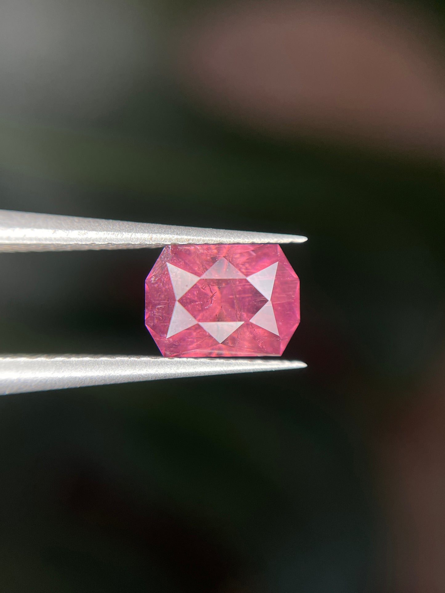 1.20 Carat Pink Tourmaline, Loose Gemstone, Sunset-Pink, Brilliant-Rectangle Cut, Mined in Tanzania