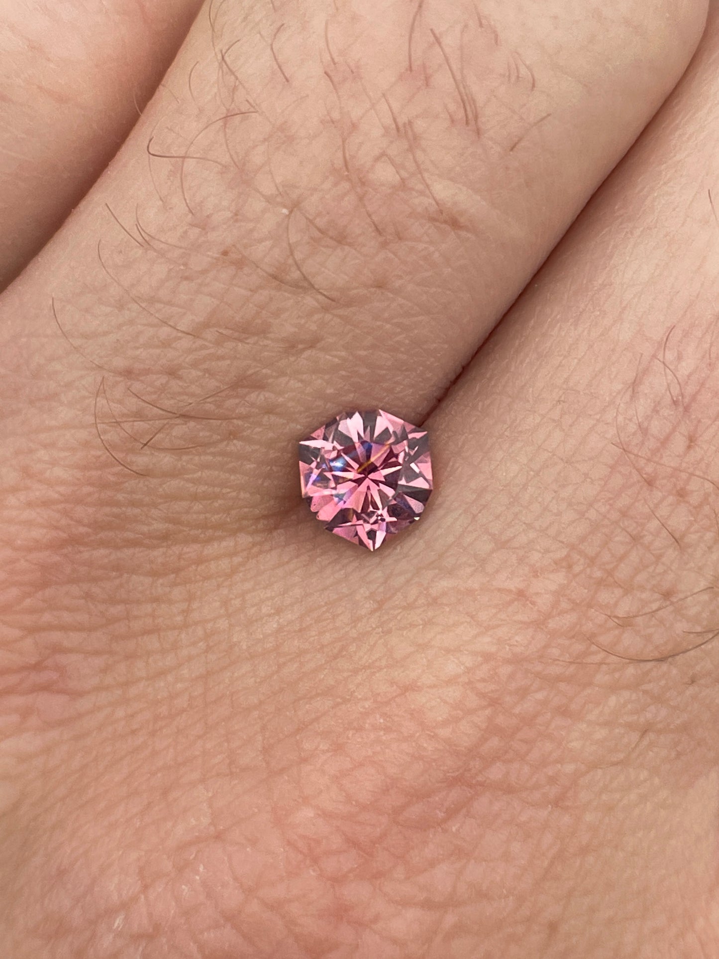 0.83 Pink Tourmaline, Loose Gemstone, Sunset-Pink, Cushion Trillion, Mined in Tanzania
