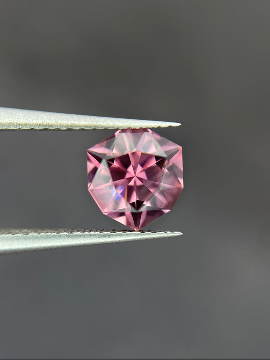 0.83 Pink Tourmaline, Loose Gemstone, Sunset-Pink, Cushion Trillion, Mined in Tanzania