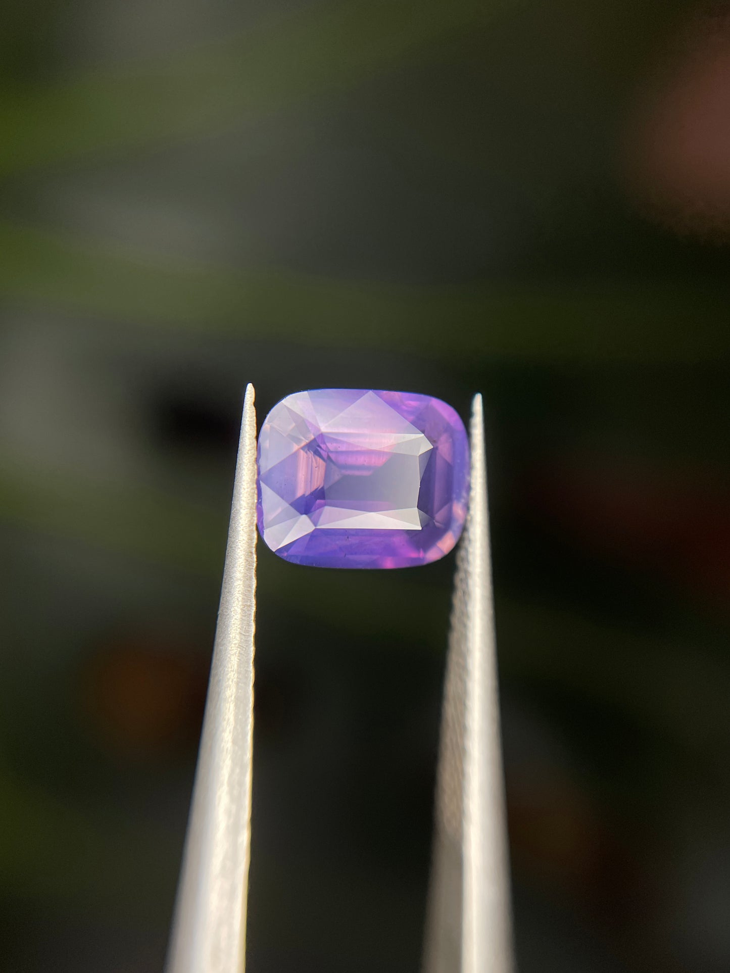 1.5 Carat Purple Sapphire, Loose Gemstone, Pinkish-Purple, Cushion Rectangle, Mined in Sri Lanka