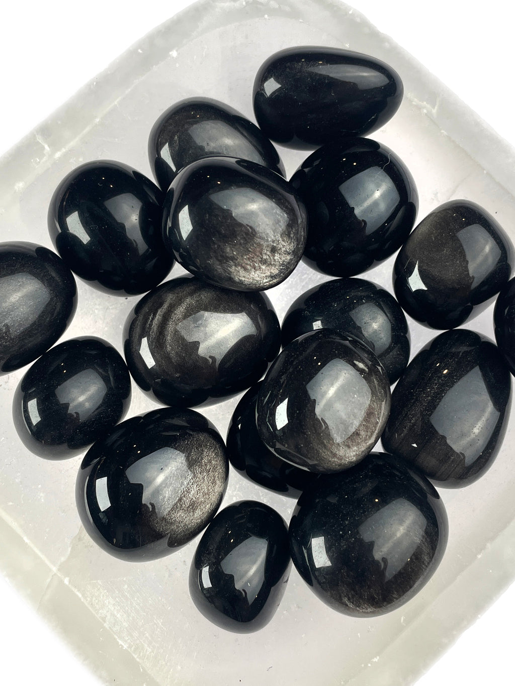 Silver Sheen Obsidian Tumbled Crystals | Reflective Shield