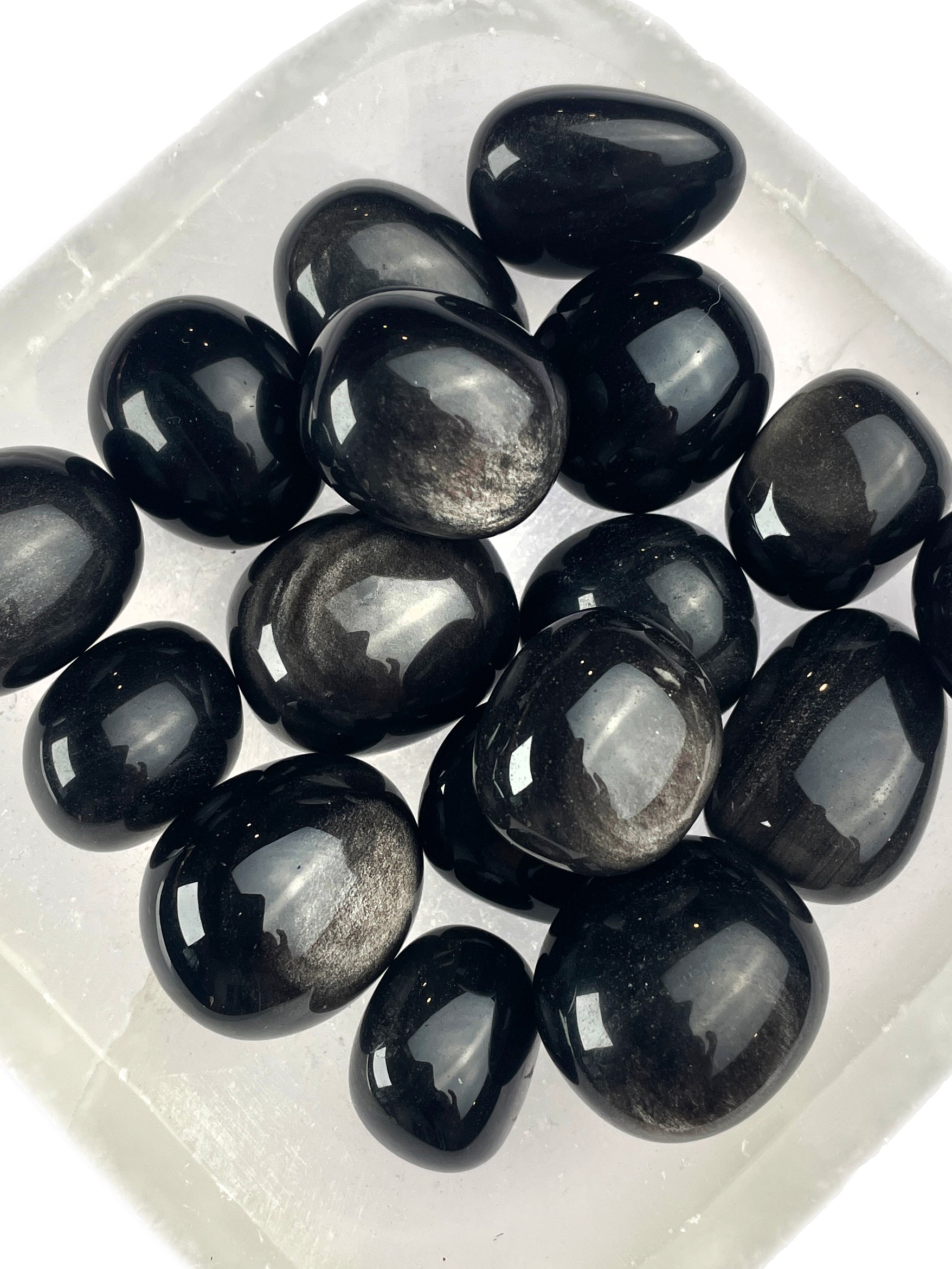 Silver Sheen Obsidian Tumbled Crystals | Reflective Shield