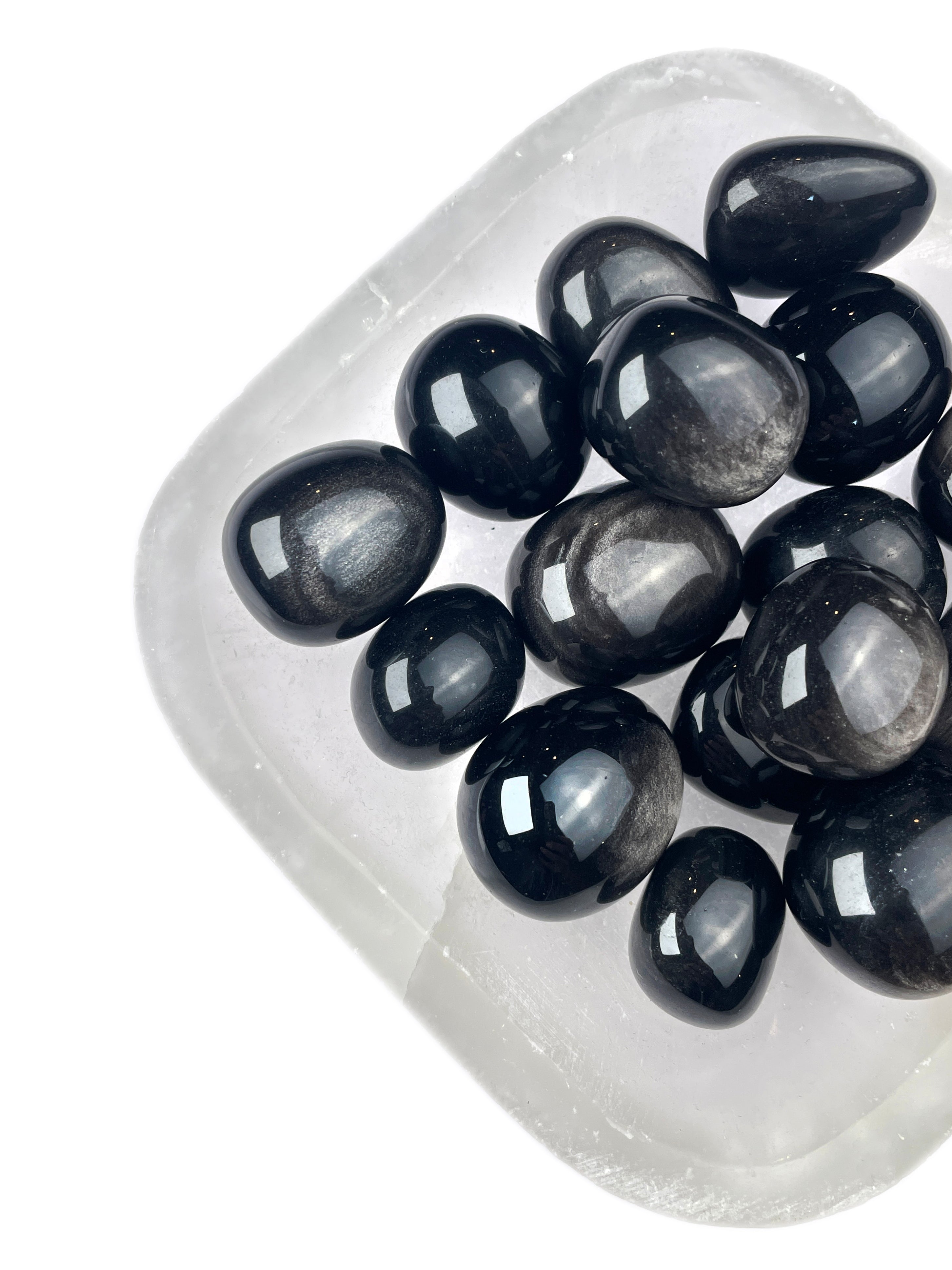 Silver Sheen Obsidian Tumbled Crystals | Reflective Shield