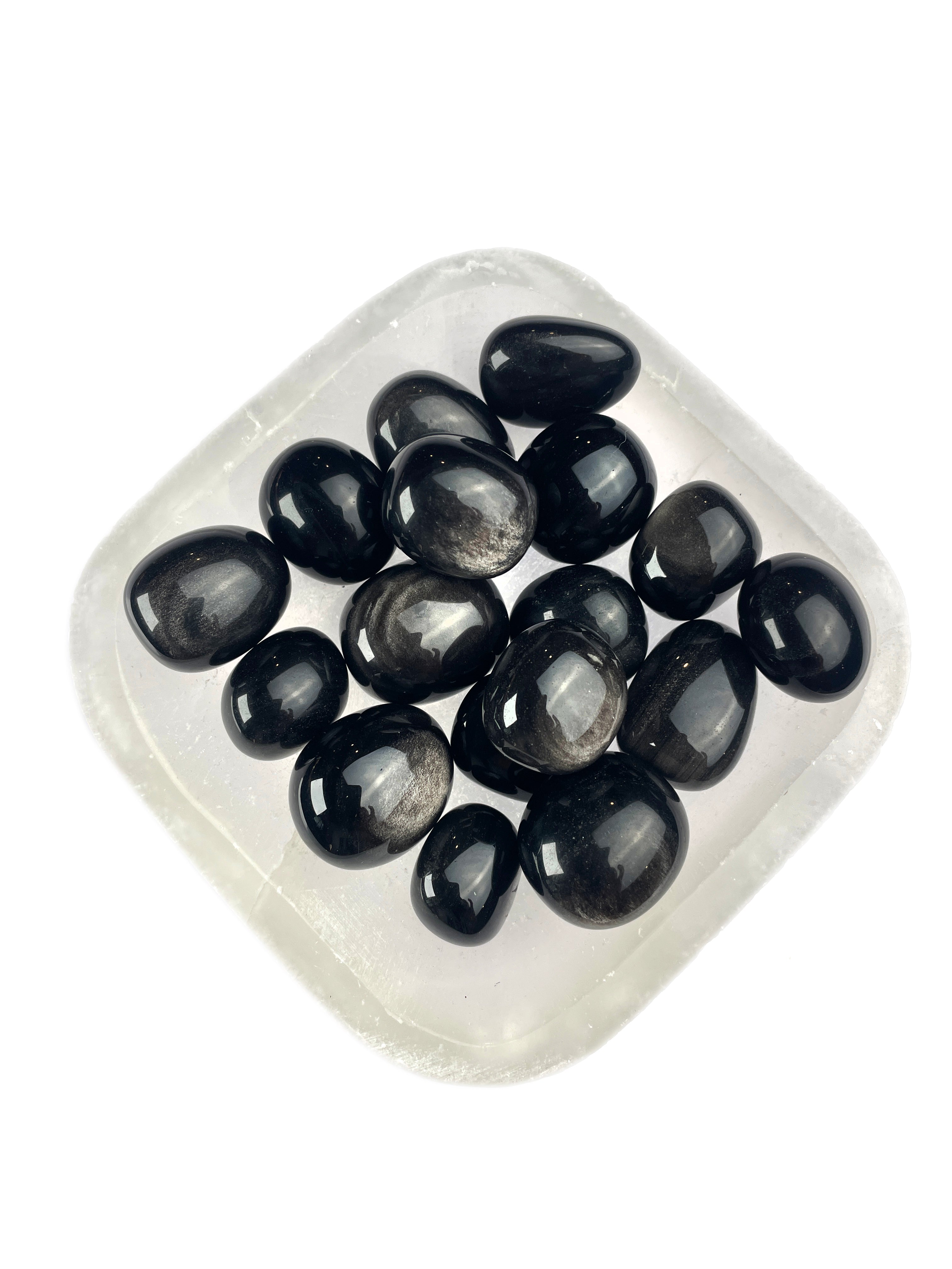 Silver Sheen Obsidian Tumbled Crystals | Reflective Shield