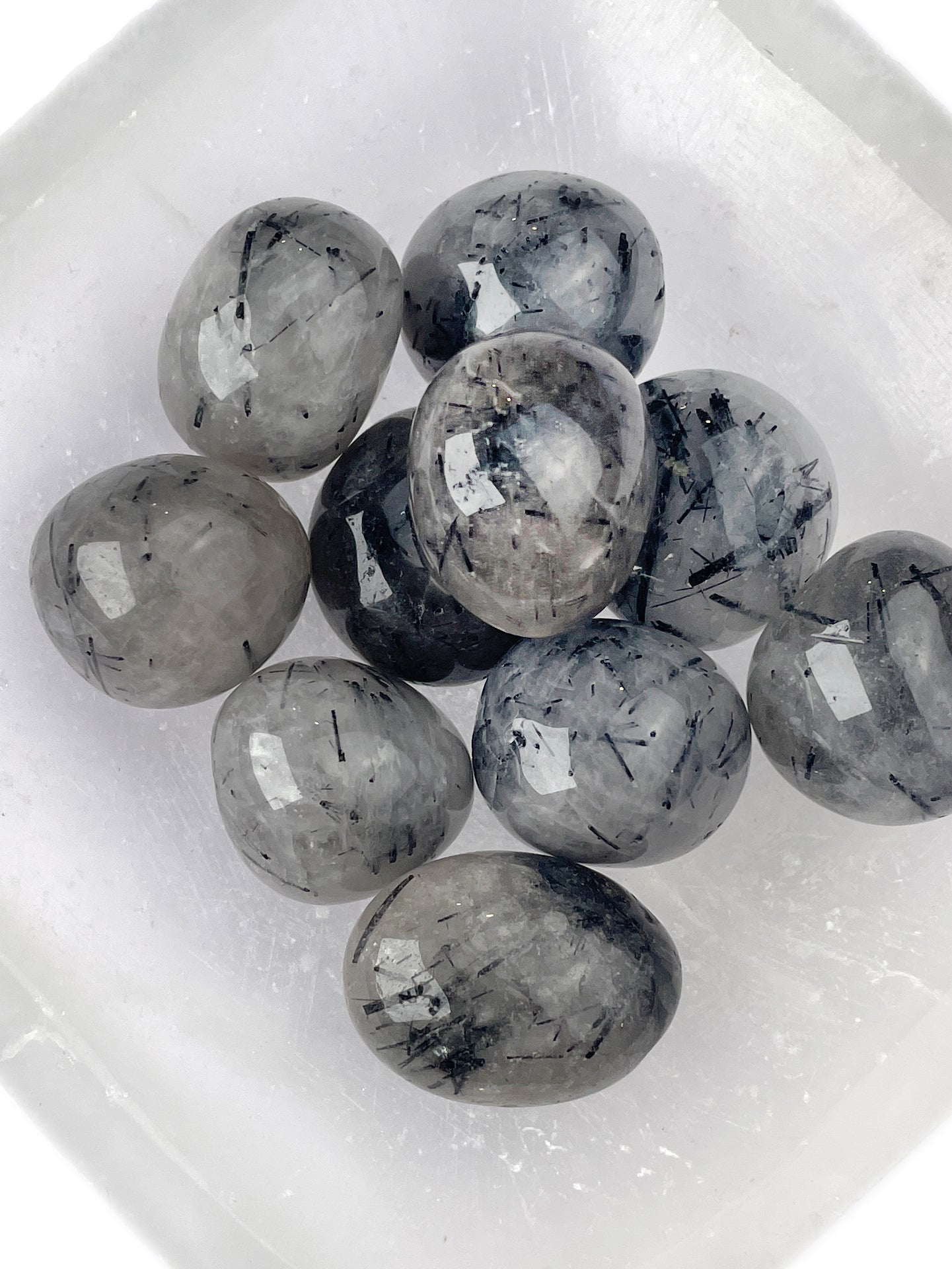 Tourmalinated Quartz Tumbled Crystals | Balanced Shield