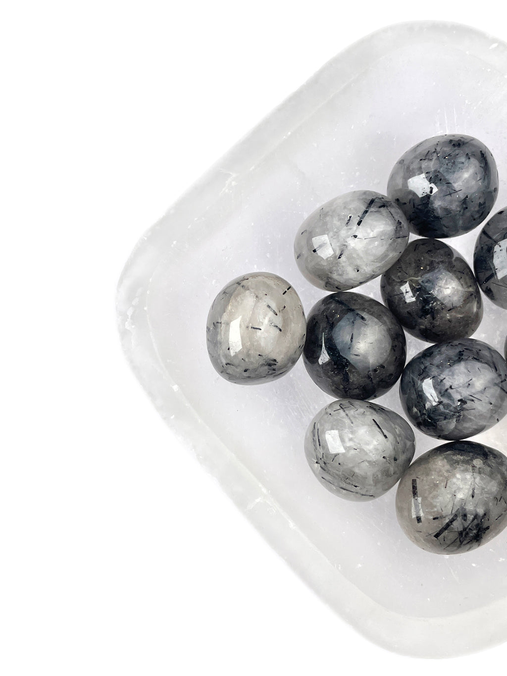 Tourmalinated Quartz Tumbled Crystals | Balanced Shield