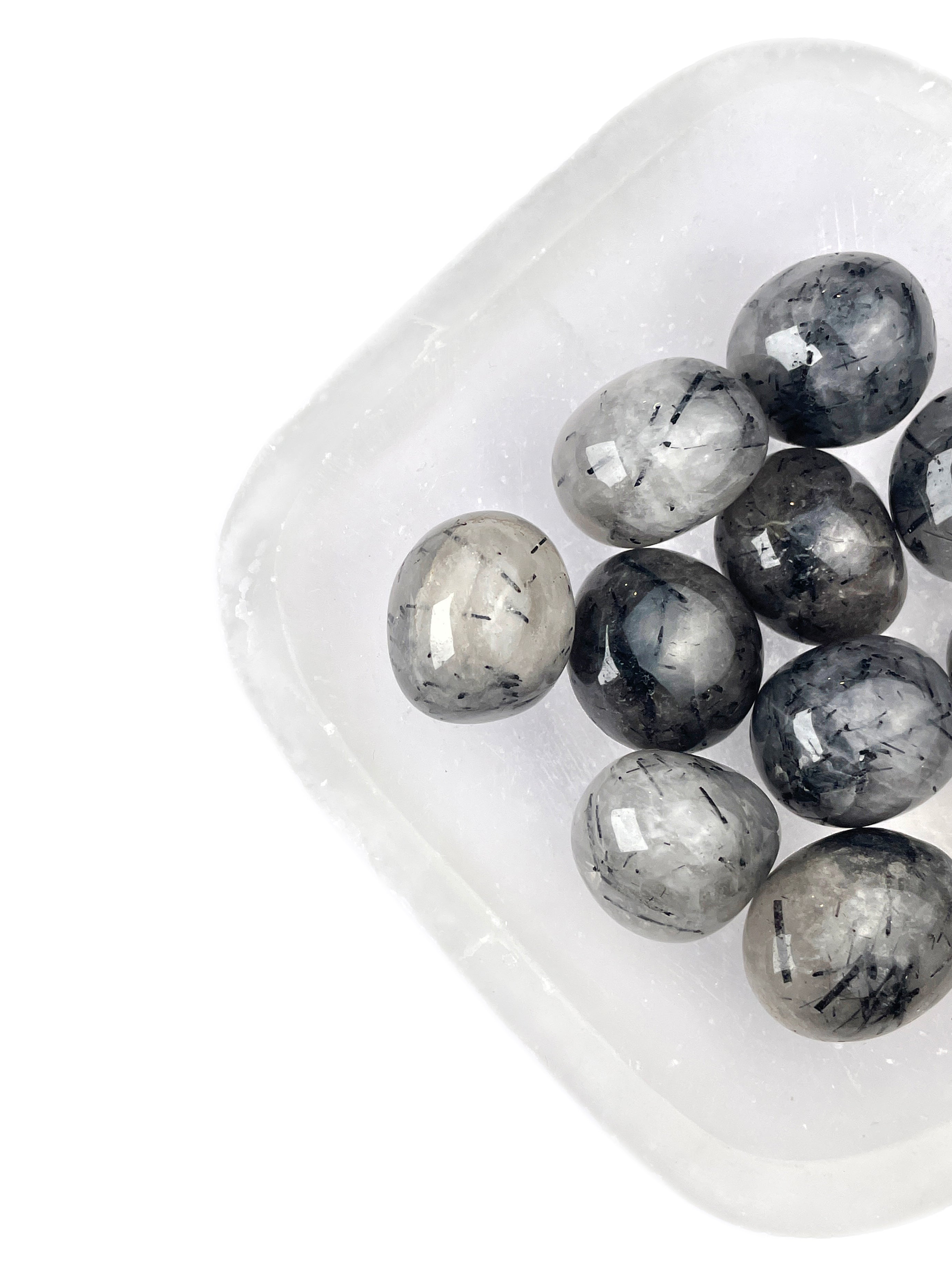 Tourmalinated Quartz Tumbled Crystals | Balanced Shield